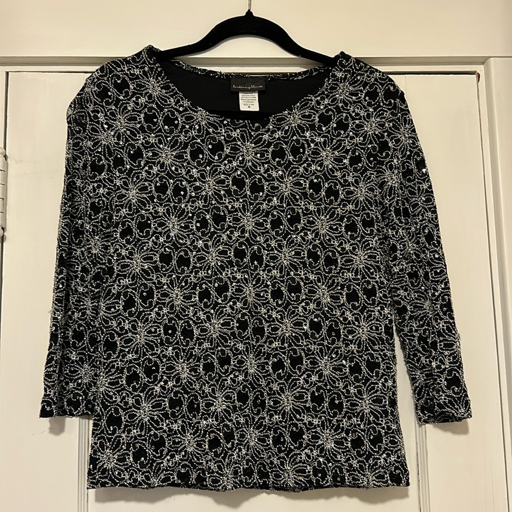 Black and Silver Sparkly 3/4 sleeve shirt